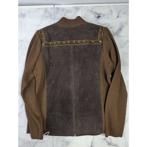 Vintage Bob Mackie Womens Medium Suede Jacket Embroidered Chocolate Brown New - Picture 10 of 12